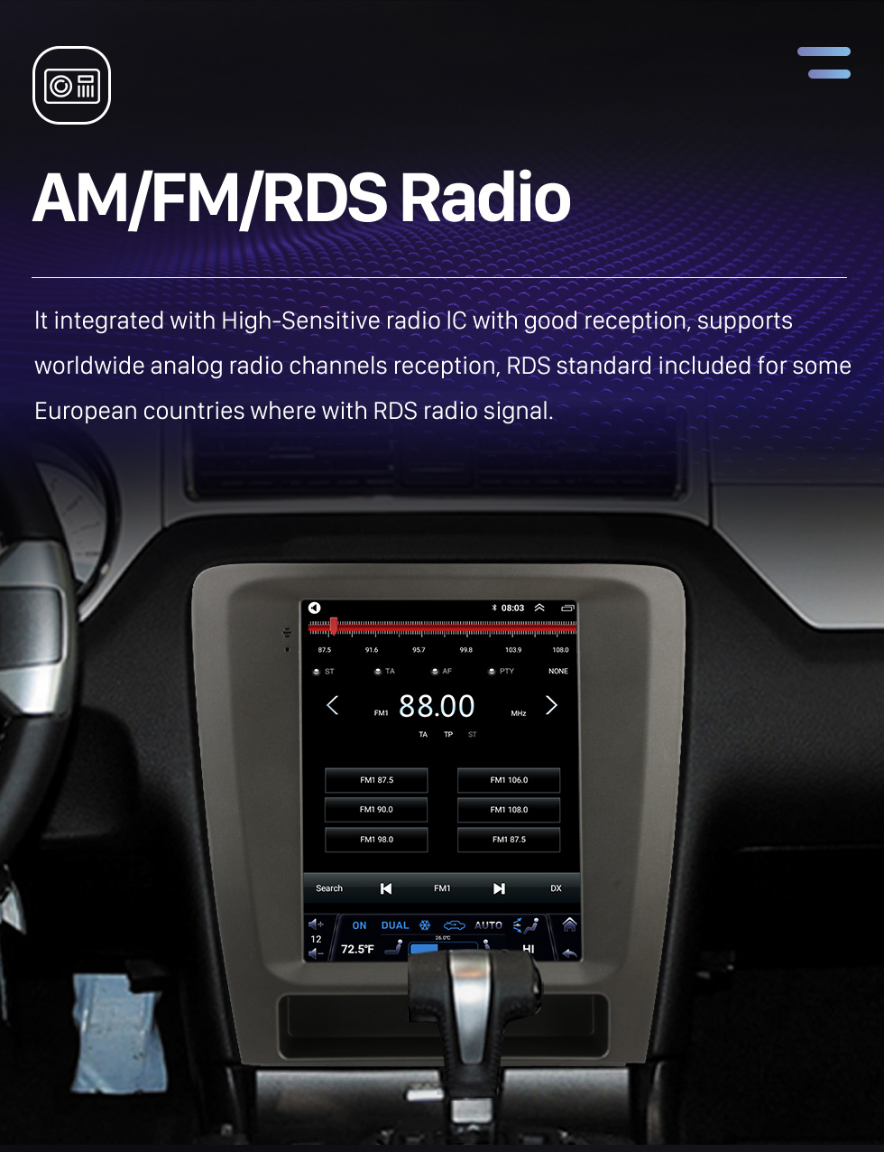 Seicane Carplay OEM 9.7 pulgadas Android 10.0 para 2013-2014 Ford Mustang Radio Android Auto Sistema de navegación GPS con pantalla táctil HD Soporte Bluetooth OBD2 DVR