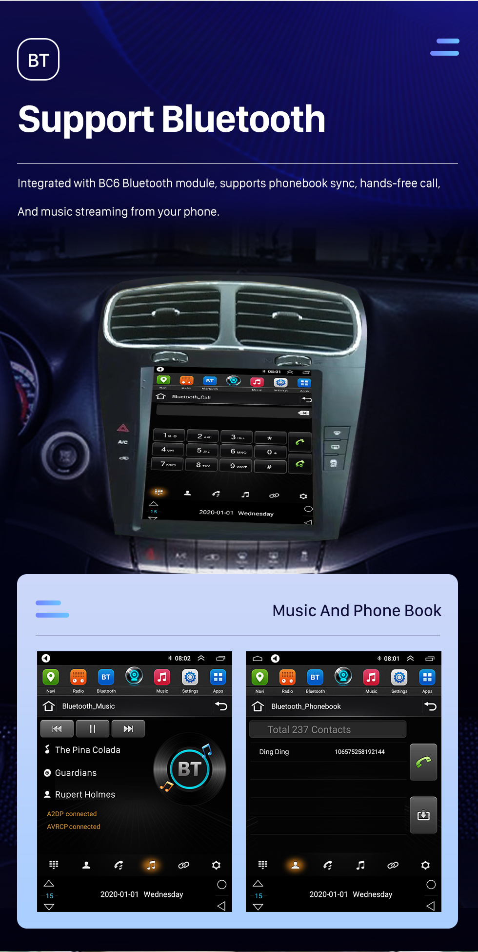 Seicane Carplay OEM 9,7 Zoll Android 10.0 für 2012-2014 Dodge JCUV Freemont Radio GPS Navigationssystem Android Auto mit HD Touchscreen Bluetooth Unterstützung OBD2 DVR