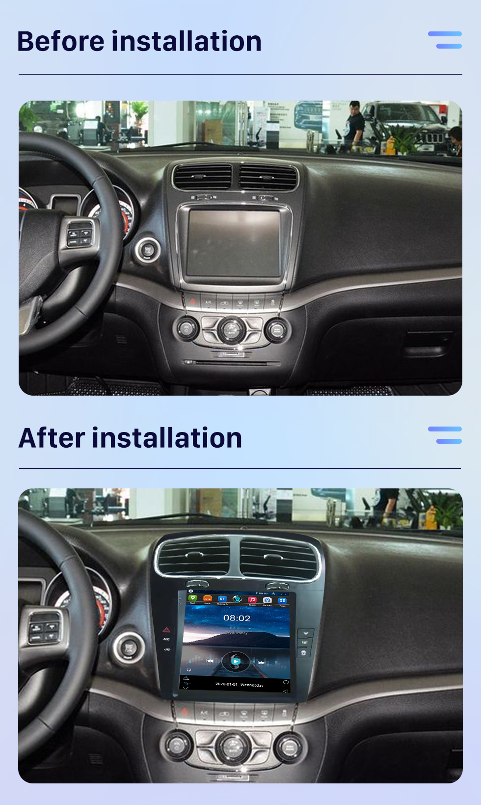 Seicane Carplay OEM 9,7-дюймовый Android 10.0 для 2012-2014 Dodge JCUV Freemont Radio Система GPS-навигации Android Auto с сенсорным экраном HD Поддержка Bluetooth OBD2 DVR