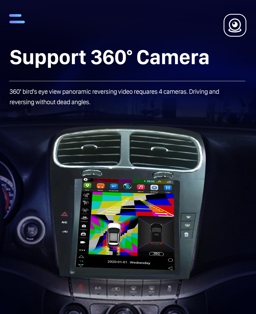 Seicane Carplay OEM 9.7 pulgadas Android 10.0 para 2012-2014 Dodge JCUV Freemont Radio Sistema de navegación GPS Android Auto Con pantalla táctil HD Soporte Bluetooth OBD2 DVR