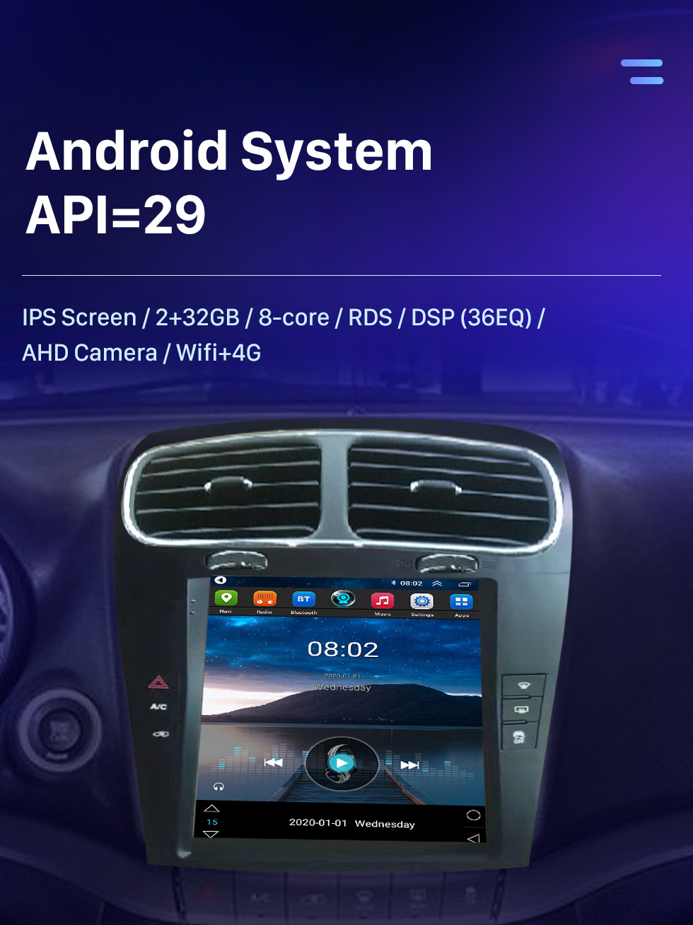 Seicane Carplay OEM 9,7-дюймовый Android 10.0 для 2012-2014 Dodge JCUV Freemont Radio Система GPS-навигации Android Auto с сенсорным экраном HD Поддержка Bluetooth OBD2 DVR