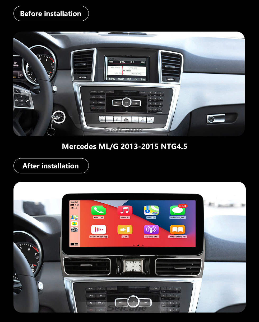 Seicane Carplay Android 10.0 pour 2013 2014 2015 Mercedes ML GL W166 NTG4.5 Système de navigation radio GPS avec écran tactile HD de 8,8 pouces Prise en charge Bluetooth TV numérique HD