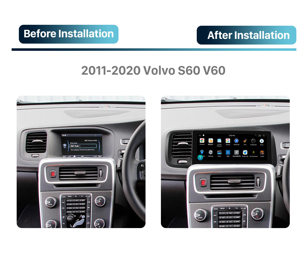 Seicane 8,8 pouces Android 10.0 pour 2011-2020 Volvo S60 V60 Radio de navigation GPS avec prise en charge Bluetooth OBD2 DVR Carplay