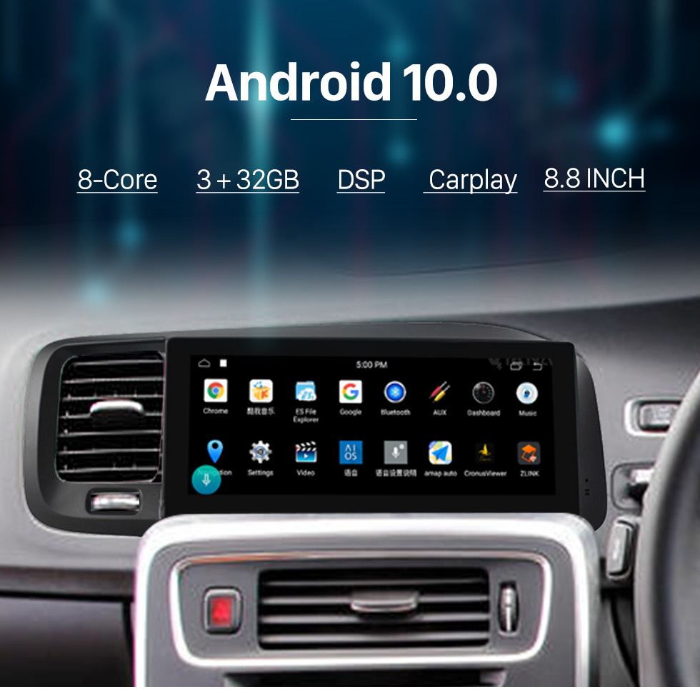 Seicane 8.8 pulgadas Android 10.0 para 2011-2020 Volvo S60 V60 Radio de navegación GPS con soporte Bluetooth OBD2 DVR Carplay