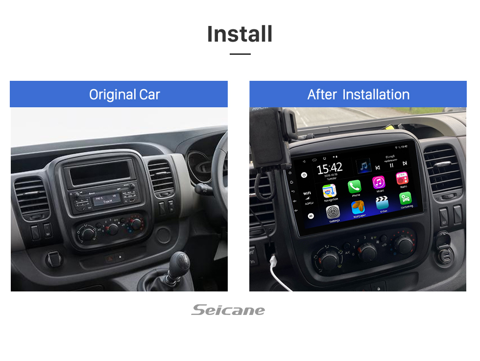 Seicane OEM 9 inch Android 13.0 for 2014 2015 2016 2017 2018 RENAULT TRAFIC OPEL VIVARO Radio Bluetooth HD Touchscreen GPS Navigation System support Carplay DAB+