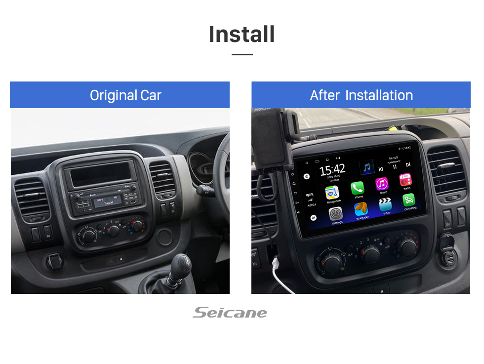 Seicane OEM 9 pulgadas Android 13.0 para 2004 2005 2006 2007-2012 KIA BONGO Radio Bluetooth HD Pantalla táctil Sistema de navegación GPS compatible con Carplay DAB +