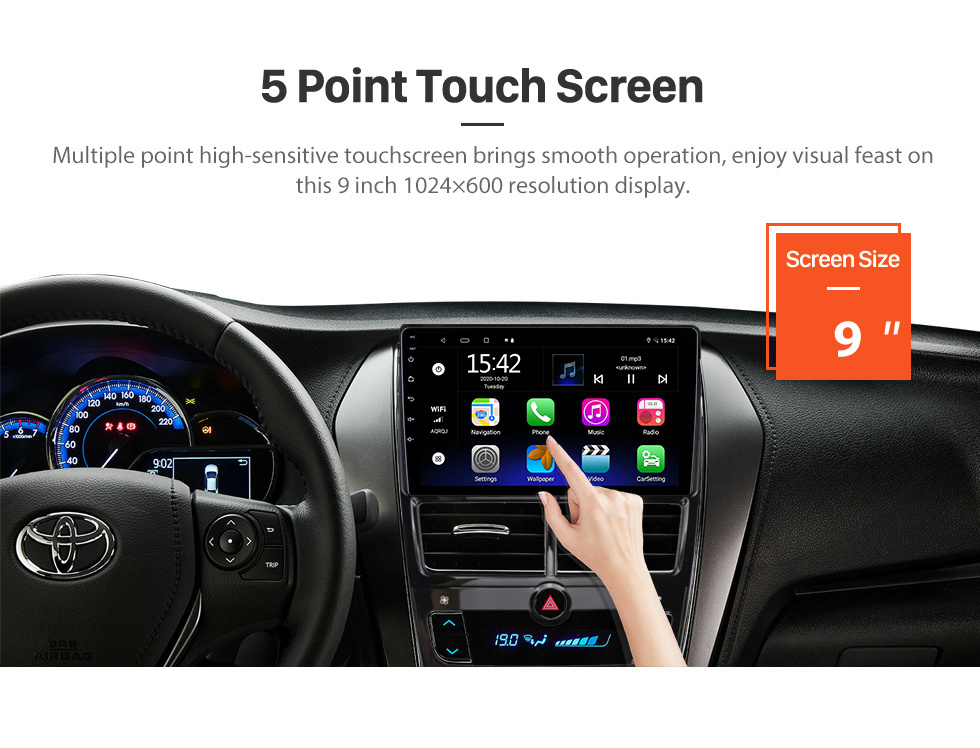Seicane 9 inch Android 12.0 for 2017 2018 2019 TOYOTA YARIS Stereo GPS navigation system with Bluetooth TouchScreen support Rearview Camera