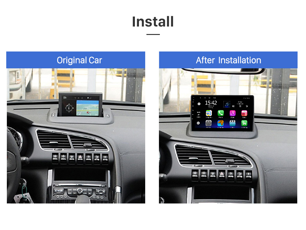 Seicane 9 pulgadas Android 12.0 para 2013 2014 2015+ PEUGEOT 3008 Sistema de navegación GPS estéreo con soporte de pantalla táctil Bluetooth Cámara de visión trasera