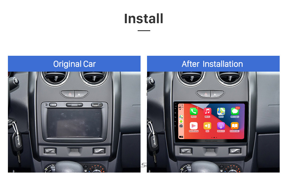 Seicane Android 13.0 de 9 pulgadas para 2010+ RENAULT DUSTER 2013+ LOGAN CAPTUR SYMBOL 2012+ SANDERO Sistema de navegación GPS estéreo con cámara compatible con Bluetooth Carplay