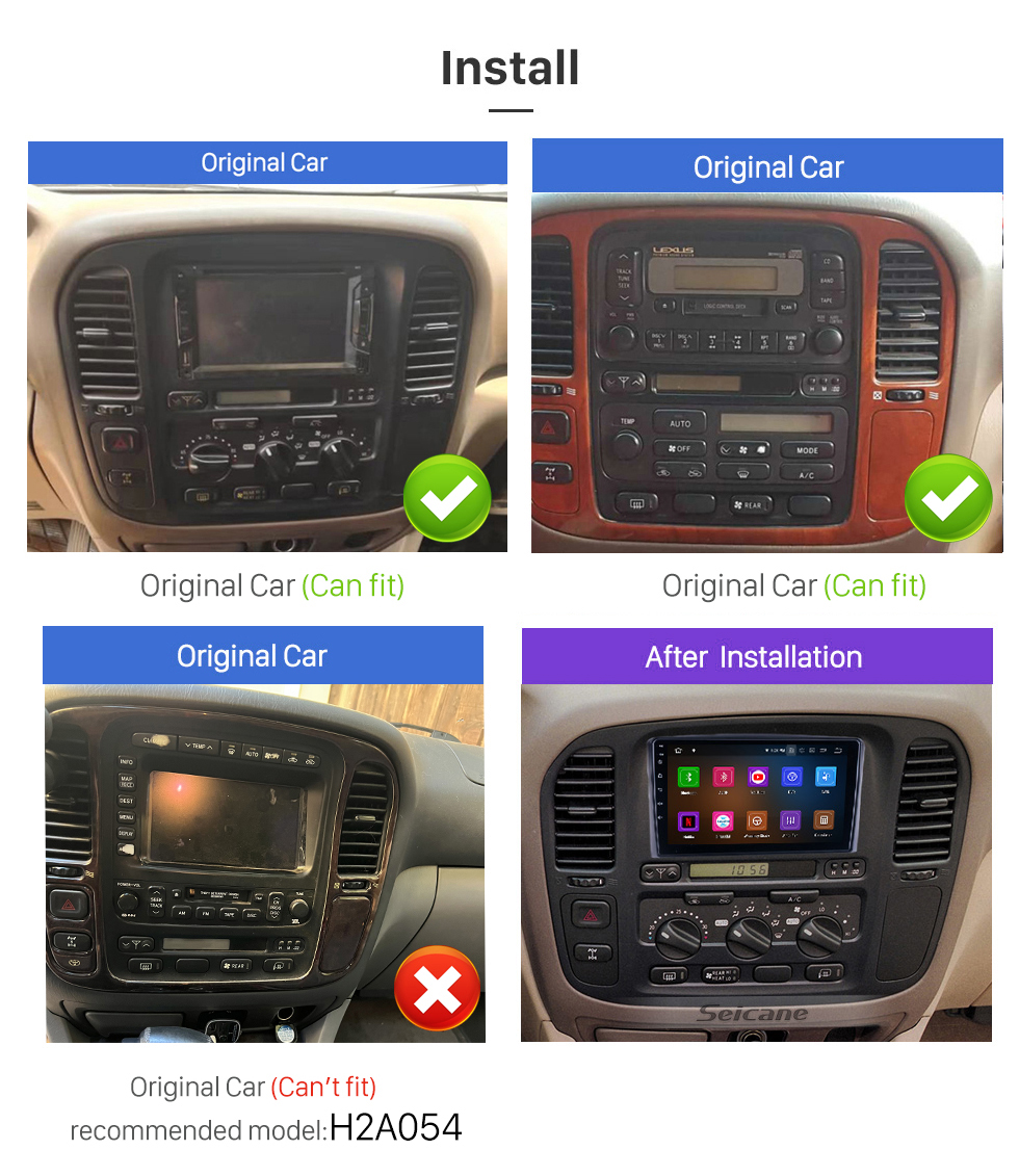 Seicane Für 1998-2005 Toyota Land Cruise VX Radio 9 Zoll Android 13.0 HD Touchscreen Bluetooth mit GPS Navigationssystem Carplay Unterstützung Rückfahrkamera