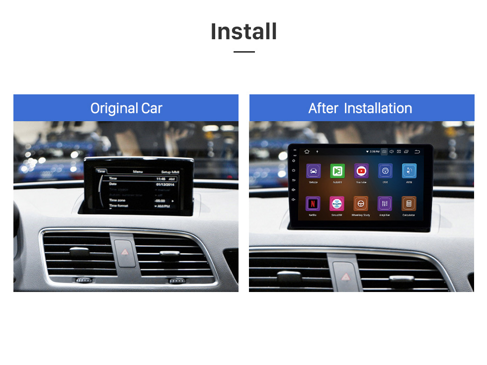 Seicane 9-дюймовый Android 11.0 для 2013 2014 2015 2016 2017 Audi Q3 GPS-навигация Радио с поддержкой сенсорного экрана Bluetooth HD TPMS DVR Камера Carplay DAB +