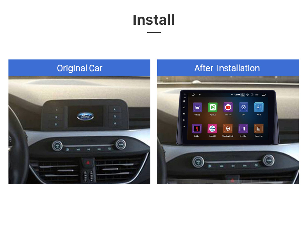 Seicane 9 pulgadas Android 11.0 para 2019 FORD FOCUS Radio de navegación GPS con Bluetooth HD Pantalla táctil compatible con TPMS DVR Carplay cámara DAB +