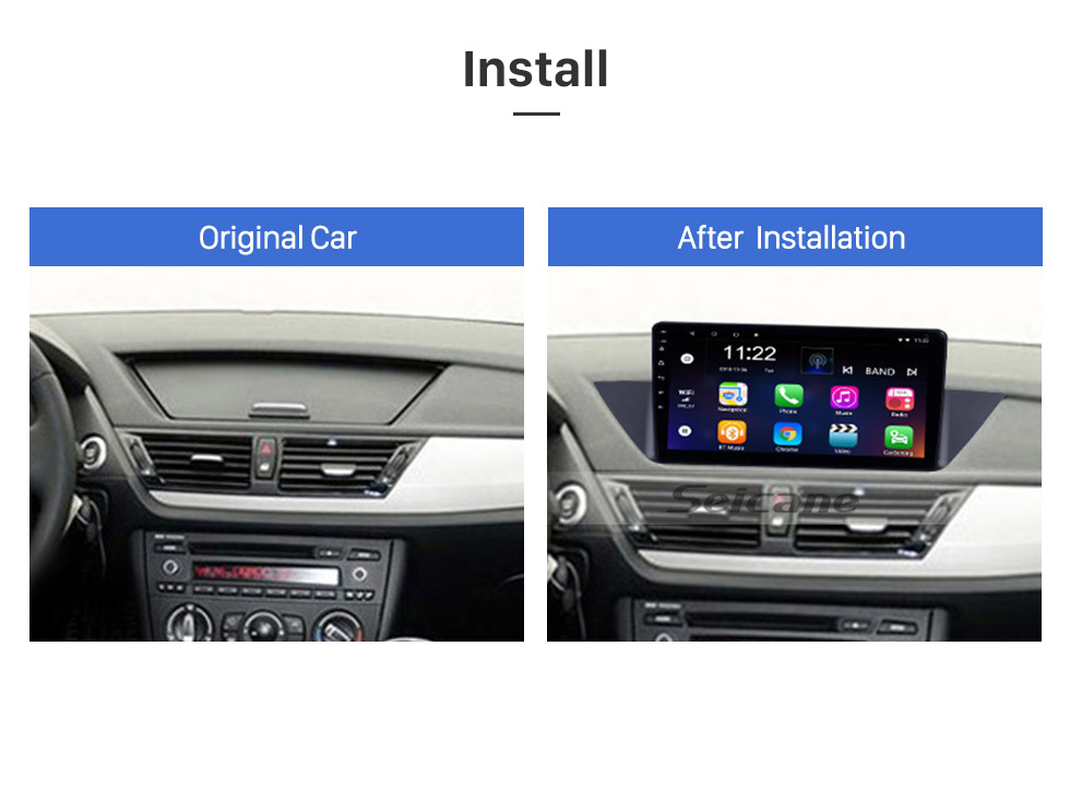 Seicane 9 Zoll Android 11.0 für 2009-2013 BMW X1 GPS Navigationsradio mit Bluetooth HD Touchscreen Unterstützung TPMS DVR Carplay Kamera DAB+