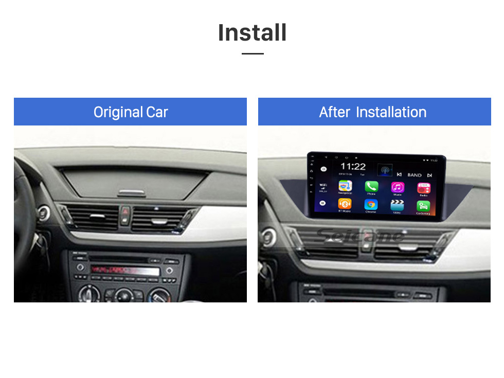 Seicane 9 pulgadas Android 11.0 para 2009-2013 BMW X1 Radio de navegación GPS con Bluetooth HD Soporte de pantalla táctil TPMS DVR Carplay cámara DAB +