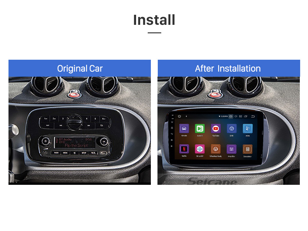 Seicane 9 pouces Android 12.0 pour 2016 Radio de navigation GPS Mercedes-Benz SMART avec prise en charge de l&amp;amp;amp;#39;écran tactile Bluetooth HD TPMS DVR Caméra Carplay DAB +