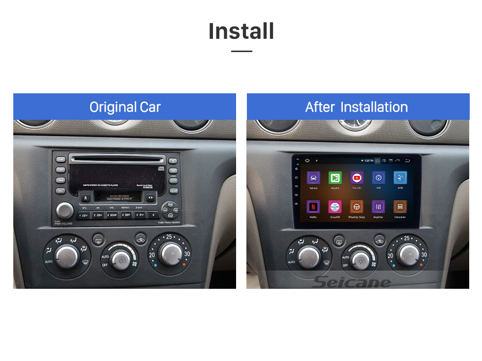 Seicane 9 pouces Android 13.0 pour 2004-2007 Mitsubishi Outlander Radio de navigation GPS avec prise en charge de l&amp;amp;amp;amp;#39;écran tactile Bluetooth HD TPMS DVR Caméra Carplay DAB +