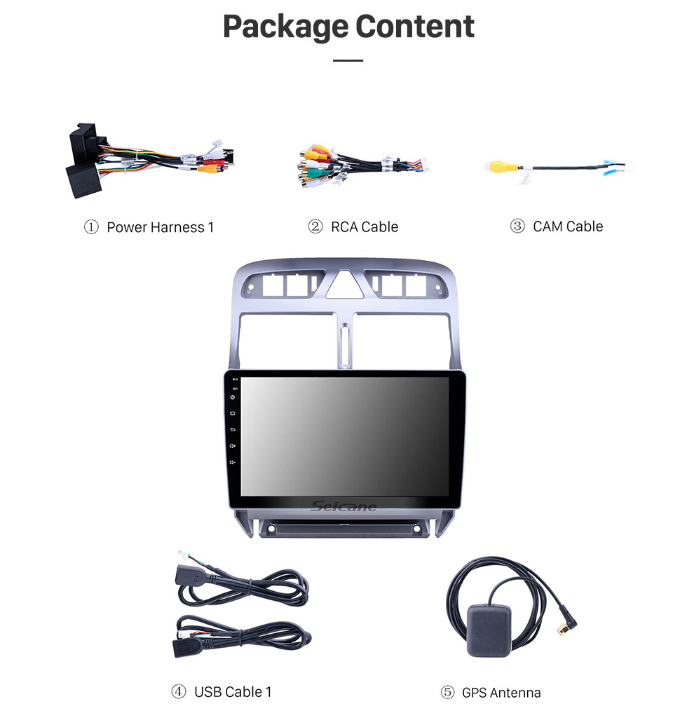 Seicane 9 pulgadas Android 11.0 para 2007-2013 Peugeot 307 Radio de navegación GPS con Bluetooth HD Soporte de pantalla táctil TPMS DVR Carplay cámara DAB +