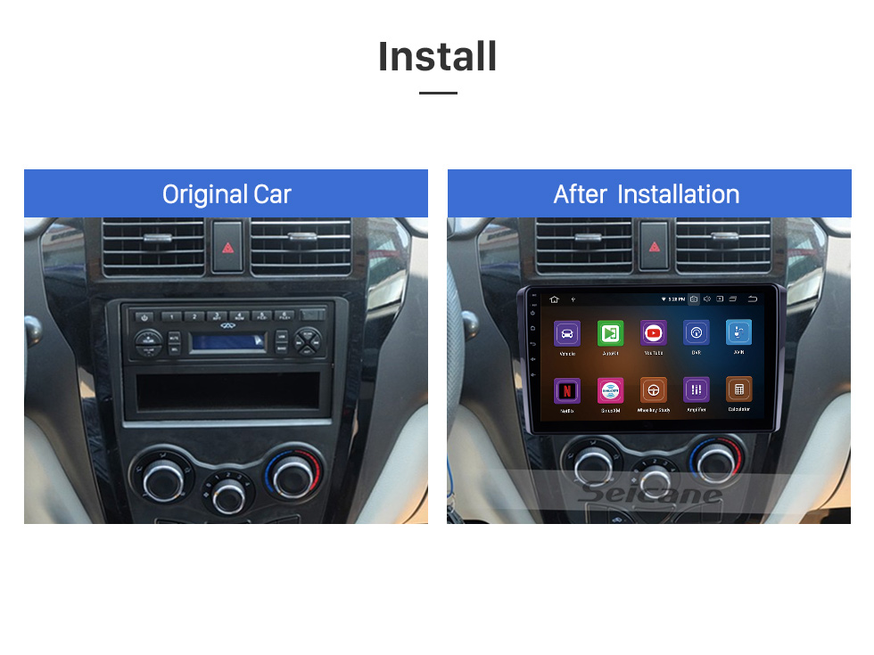 Seicane 9 pulgadas Android 11.0 para 2005 2006 2007-2011 SsangYong Actyon/Kyron LHD Radio de navegación GPS con Bluetooth HD Soporte de pantalla táctil TPMS DVR Cámara Carplay DAB+