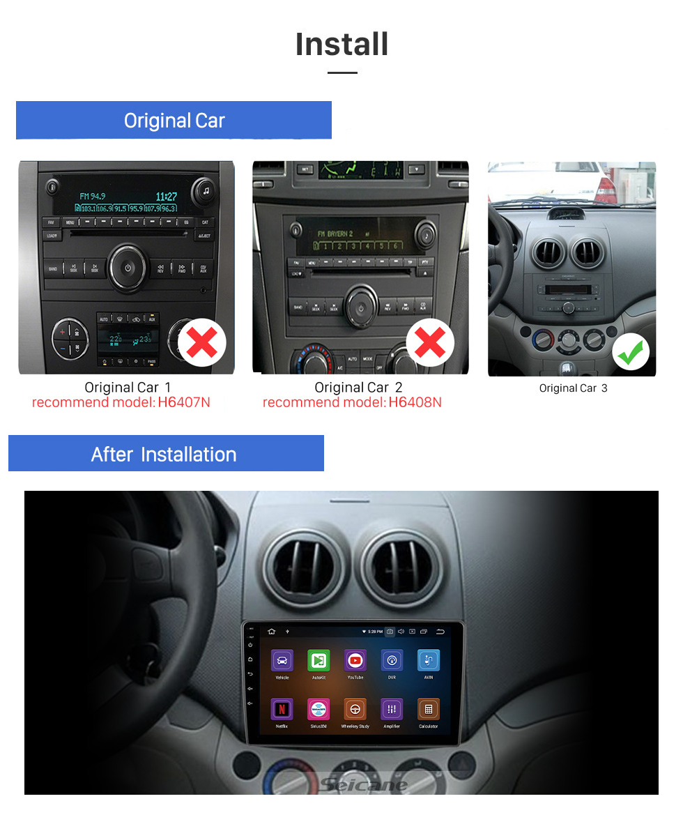 Seicane 9-дюймовый Android 13.0 для 2006-2011 CHEVROLET CAPTIVA EPICA 2007-2011 AVEO LOVA GPS-навигация Радио с поддержкой сенсорного экрана Bluetooth HD TPMS DVR Камера Carplay DAB+