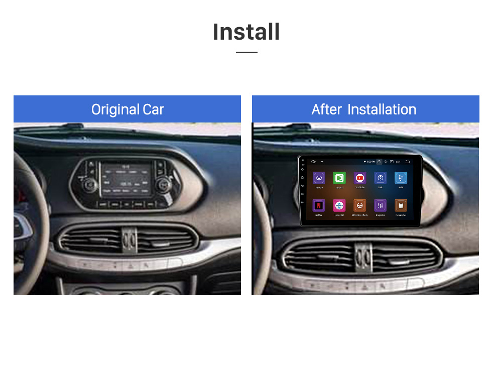 OEM 9 inch Android 13.0 for 2015-2020 Fiat TIPO/EGEA Radio GPS Navigation  System With HD Touchscreen Bluetooth support Carplay OBD2 DVR TPMS
