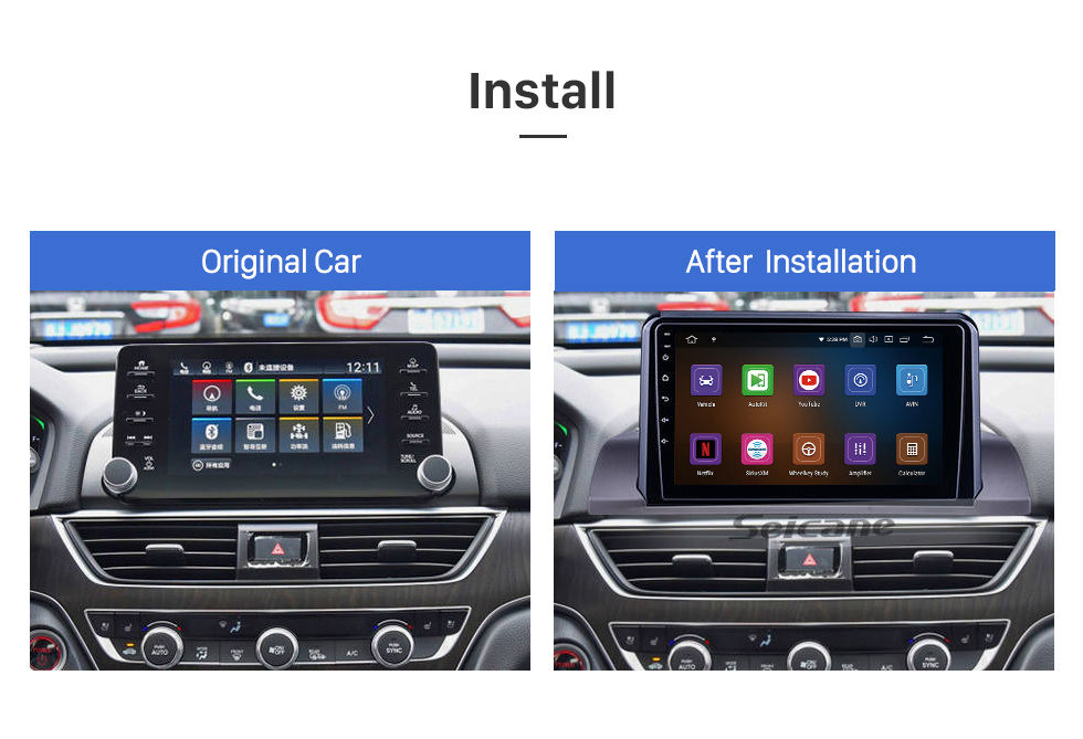 Seicane 9 inch Android 11.0 for 2018 Honda Accord GPS Navigation Radio with Bluetooth HD Touchscreen support TPMS DVR Carplay camera DAB+