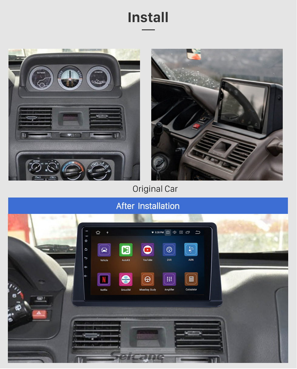 Seicane 9 polegadas android 11.0 para 2002-2014 mitsubishi pajero gen2 rádio de navegação gps com bluetooth hd touchscreen suporte tpms dvr carplay câmera dab +