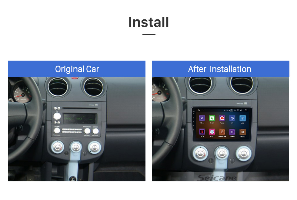 Seicane 9 polegadas android 11.0 para 2007-2012 mitsubishi colt gps navegação rádio com bluetooth hd touchscreen suporte tpms dvr carplay câmera dab +