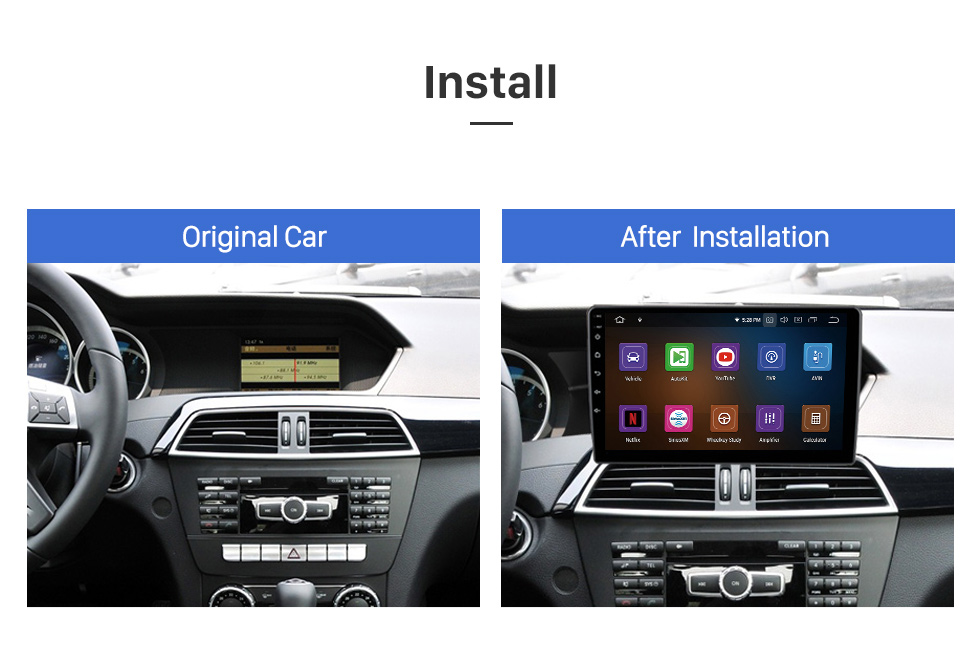 Seicane Carplay 9 Zoll Android 12.0 für 2011-2015 BENZ C-KLASSE GPS Navigation Android Autoradio mit Bluetooth HD Touchscreen Unterstützung TPMS DVR DAB+ Seicane Carplay 9 Zoll Android 12.0 für 2011-2015 BENZ C-KLASSE GPS Navigation Android Autoradio mit Bluetooth HD Touchscreen Unterstützung TPMS DVR DAB+