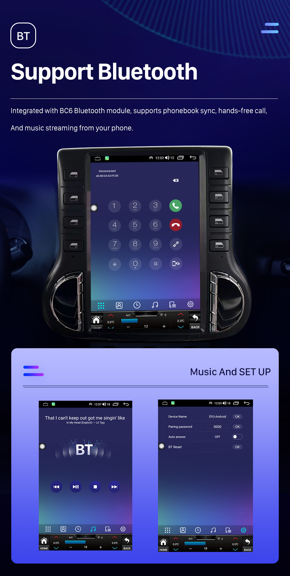 Seicane OEM 12,1 Zoll Android 10.0 für 2011-2017 JEEP WRANGLER RUBICON Radio GPS Navigationssystem mit HD Touchscreen Bluetooth Carplay Unterstützung OBD2 DVR TPMS