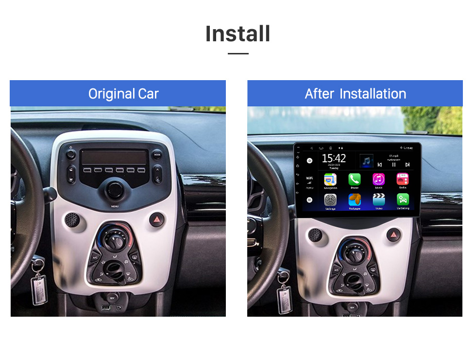 Seicane 9 inch Android 12.0 for 2015 TOYOTA AYGO 2020 Citroen C1 2015 Peugeot 108 Stereo GPS navigation system with Bluetooth TouchScreen support Rearview Camera