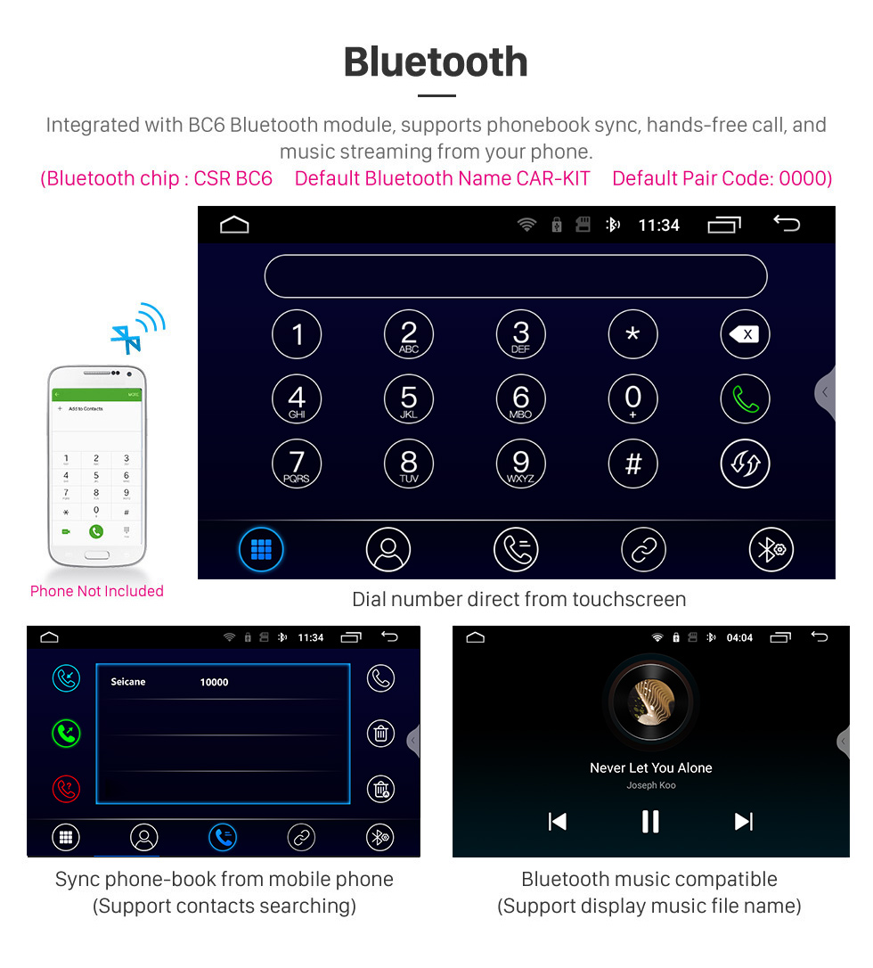 Seicane 9 Zoll Android 12.0 für 2017 2018 2019+ PEUGEOT 4008 5008 Stereo-GPS-Navigationssystem mit Bluetooth-Touchscreen-Unterstützung Rückfahrkamera