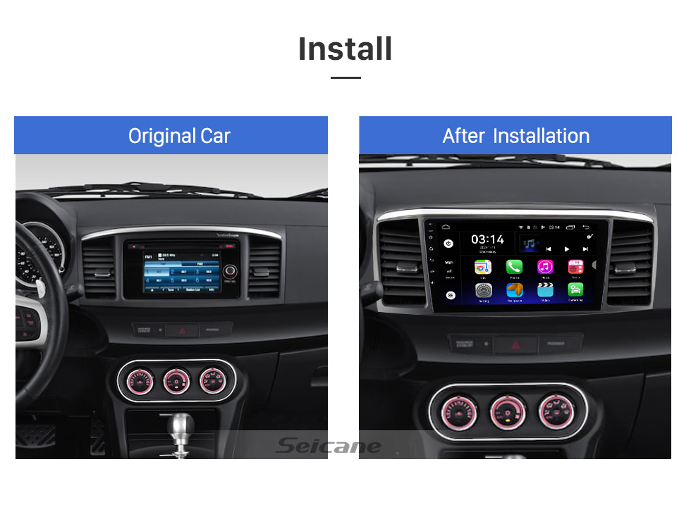 Seicane 9 pulgadas Android 12.0 para 2010 MITSUBISHI LANCER FORTIS Sistema de navegación GPS estéreo con soporte de pantalla táctil Bluetooth Cámara de visión trasera