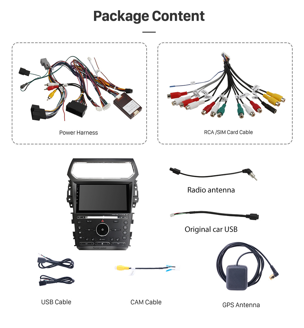 Seicane 10,1 pulgadas Android 12,0 para 2018 Ford Explorer sistema de navegación GPS estéreo con pantalla táctil Bluetooth compatible con cámara de visión trasera
