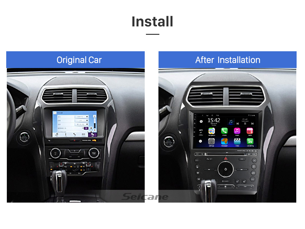 Seicane 10,1 pulgadas Android 12,0 para 2018 Ford Explorer sistema de navegación GPS estéreo con pantalla táctil Bluetooth compatible con cámara de visión trasera