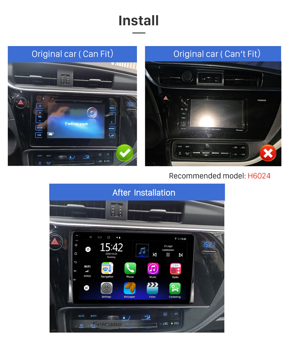Seicane 9 inch Android 13.0 for 2017 TOYOTA COROLLA Stereo GPS navigation system with Bluetooth Touch Screen support Rearview Camera