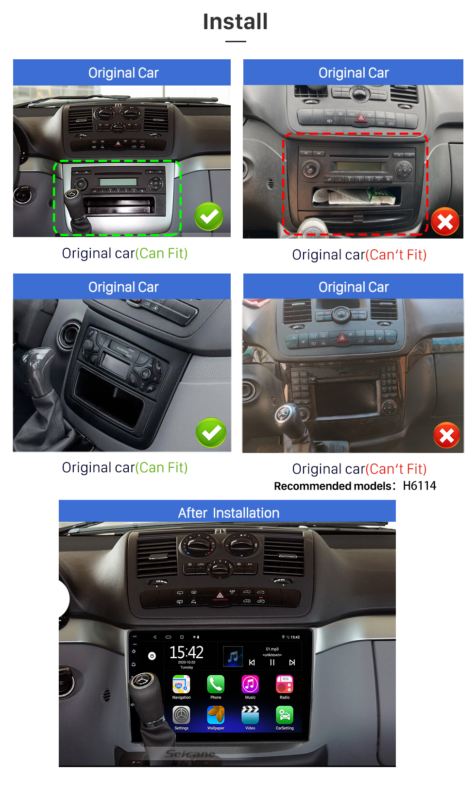 Seicane 10,1 Zoll Android 13.0 für 2010 2011 2012–2015 BENZ VITO W639 Stereo-GPS-Navigationssystem mit Bluetooth-Touchscreen-Unterstützung Rückfahrkamera Seicane 10,1 Zoll Android 13.0 für 2010 2011 2012–2015 BENZ VITO W639 Stereo-GPS-Navigationssystem mit Bluetooth-Touchscreen-Unterstützung Rückfahrkamera