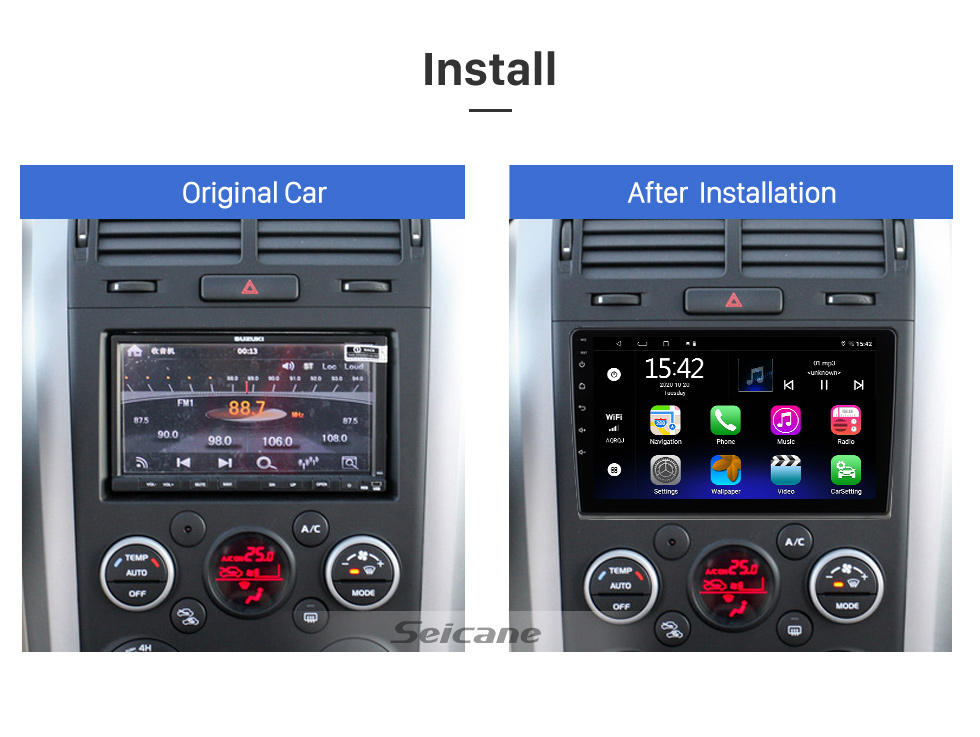 Seicane 9 inch Android 13.0 for 2005 2006 2007+ SUZUKI GRAND VITARA Stereo GPS navigation system with Bluetooth TouchScreen support Rearview Camera