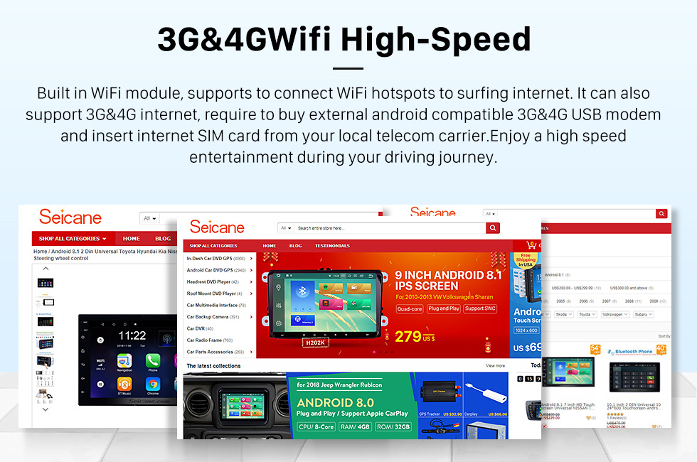 Seicane Carplay 9-дюймовый HD-сенсорный экран Android 12.0 для 2013+ PEUGEOT 3008 GPS-навигация Поддержка Android Auto Head Unit DAB+ OBDII WiFi Управление рулевым колесом