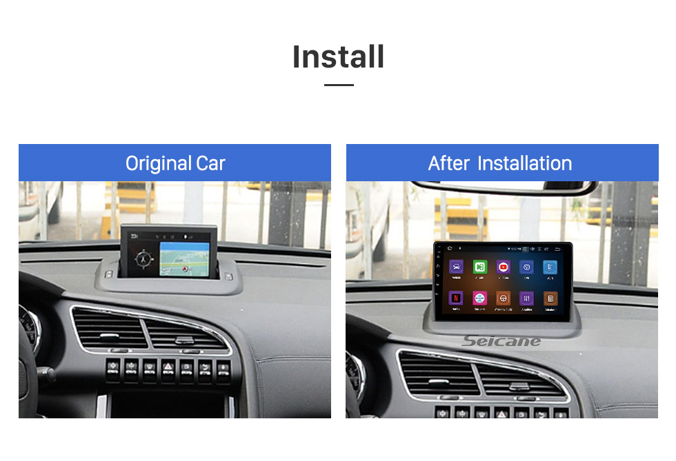Seicane Carplay 9 Zoll HD Touchscreen Android 12.0 für 2013+ PEUGEOT 3008 GPS Navigation Android Auto Head Unit Unterstützung DAB+ OBDII WiFi Lenkradsteuerung