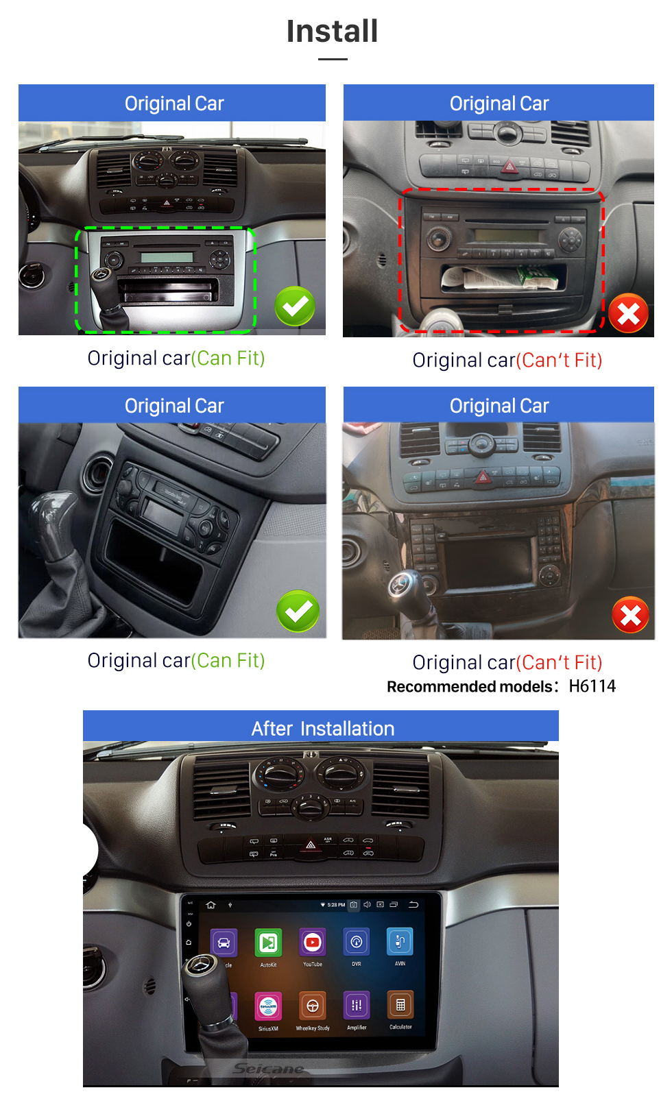 Seicane Carplay 10,1-дюймовый Android 13.0 для 2010-2013 2014 2015 BENZ VITO W639 GPS-навигация Android Auto Radio с поддержкой Bluetooth HD с сенсорным экраном TPMS DVR DAB +