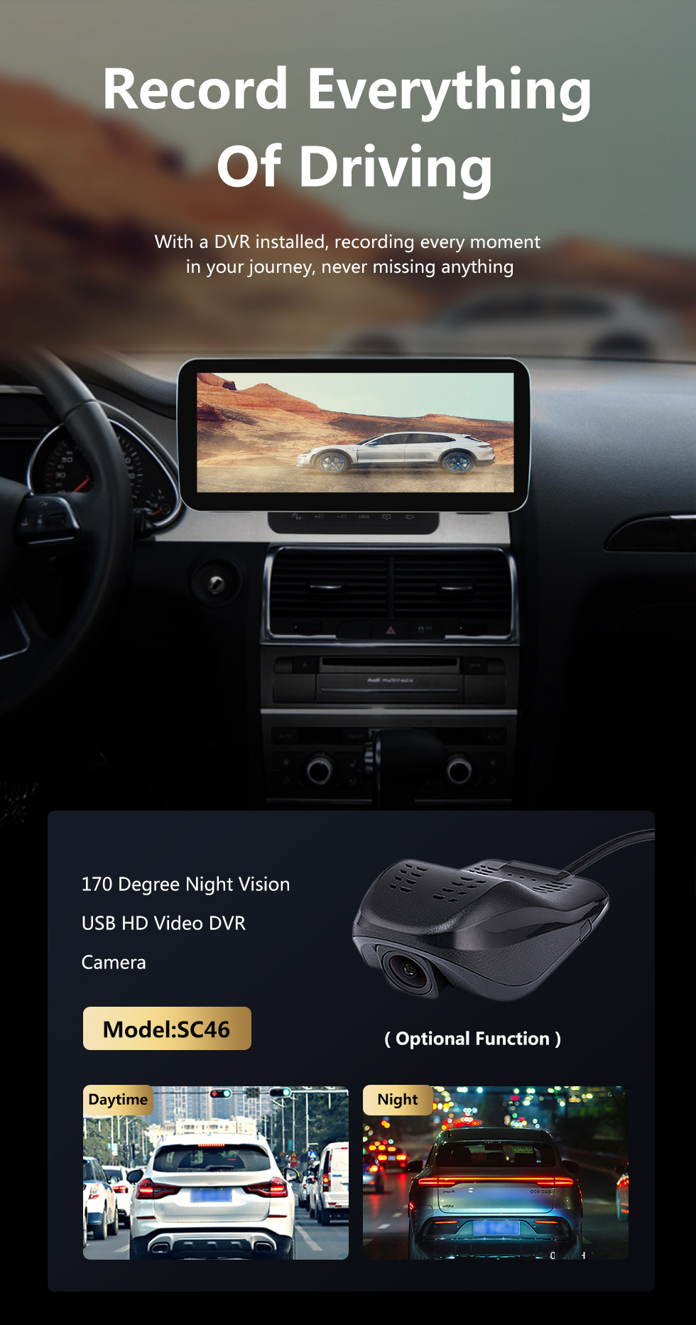 Seicane Android Auto HD Touchscreen 12,3 Zoll Android 11.0 Carplay GPS-Navigationsradio für 2005 2006 2007 2008–2015 AUDI Q7 mit Bluetooth AUX-Unterstützung, DVR-Lenkradsteuerung