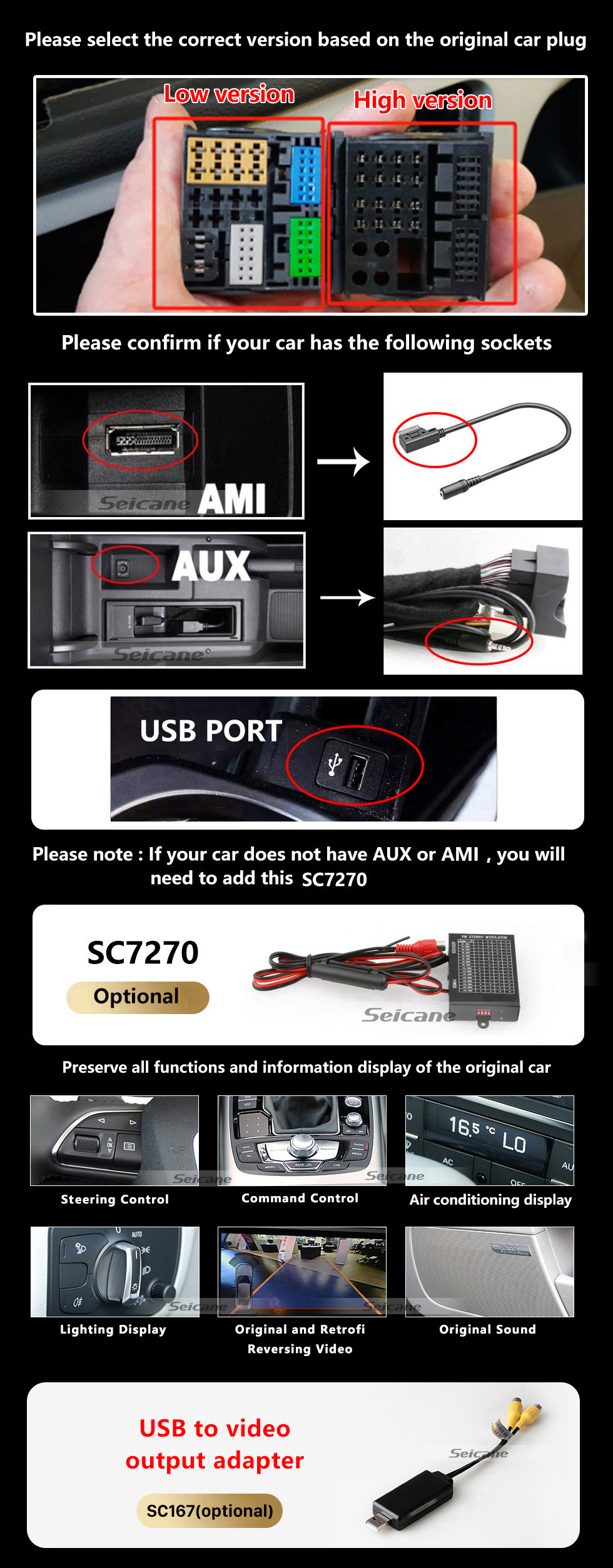 Seicane Carplay 10.25 pulgadas Android 11.0 para 2013-2015 2016 2017 2018 AUDI Q3 Radio HD Pantalla táctil Sistema de navegación GPS con Bluetooth