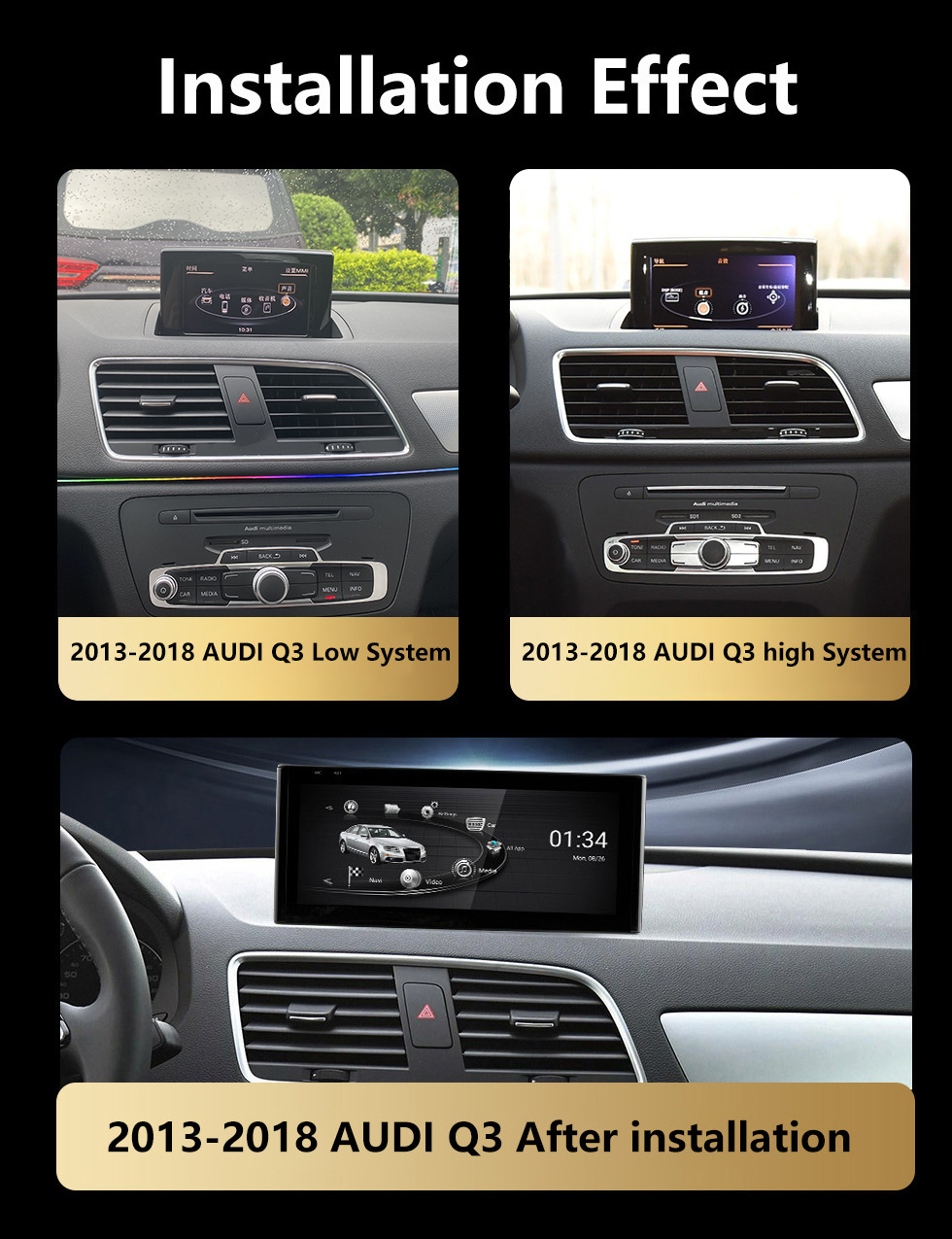 Seicane Carplay 10,25 pouces Android 11.0 pour 2013-2015 2016 2017 2018 AUDI Q3 Radio HD Système de navigation GPS à écran tactile avec Bluetooth