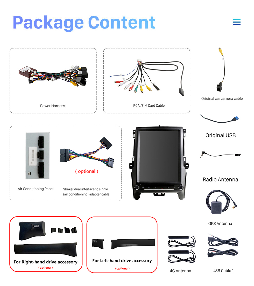 Seicane OEM 12,1 Zoll Android 10.0 für Ford Everest Ranger 2016–2021 Radio-GPS-Navigationssystem mit HD-Touchscreen, Bluetooth, Carplay-Unterstützung, OBD2, DVR, TPMS