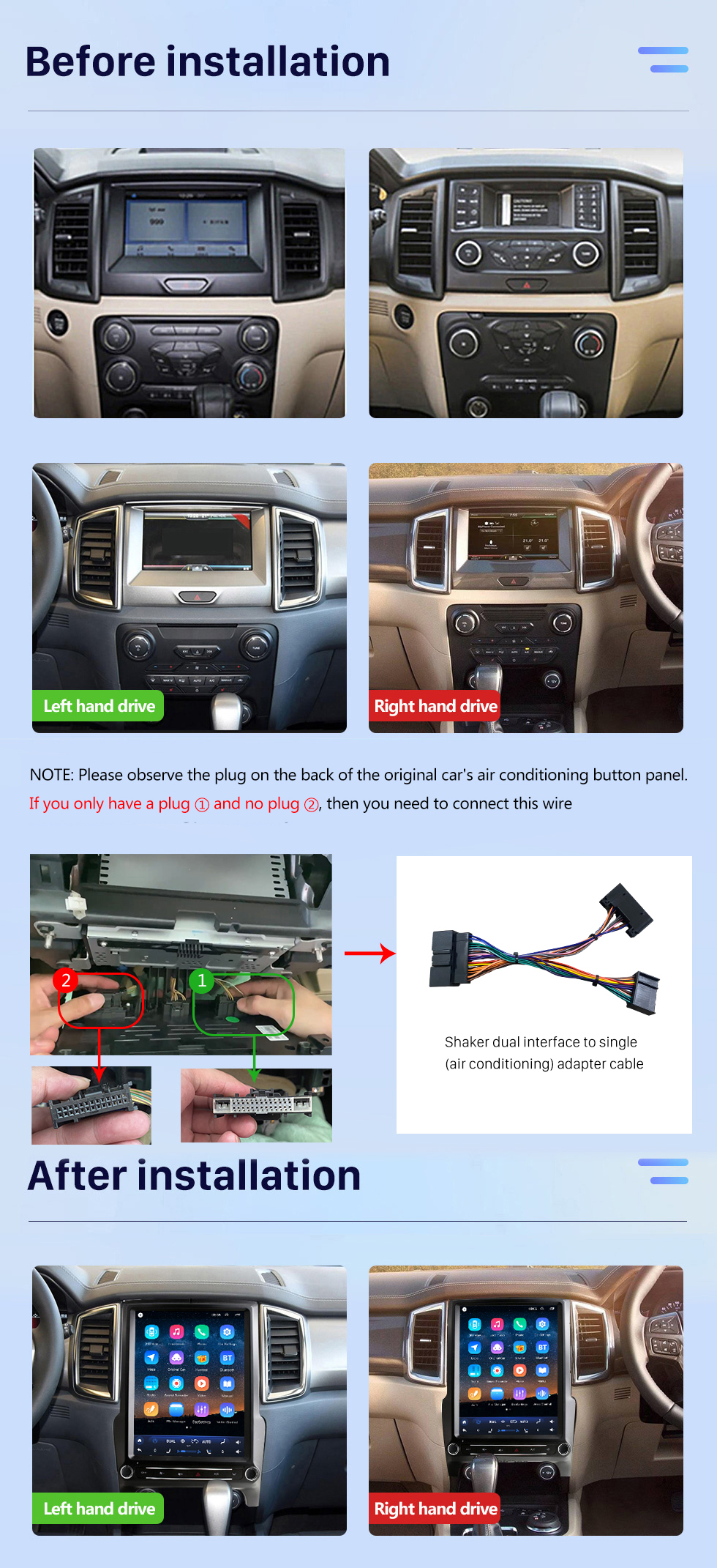 Seicane OEM 12,1 pouces Android 10.0 pour Ford Everest Ranger 2016-2021 Système de navigation radio GPS avec écran tactile HD Prise en charge Bluetooth Carplay OBD2 DVR TPMS