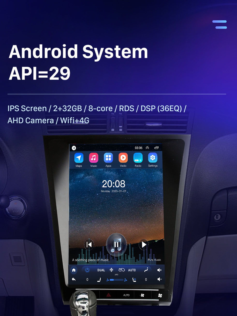 Seicane Carplay OEM 12,1-дюймовый Android 10.0 для 2005 2006 2007-2010 LEXUS GS300 Radio Android Auto GPS-навигационная система с сенсорным экраном HD Поддержка Bluetooth OBD2 DVR