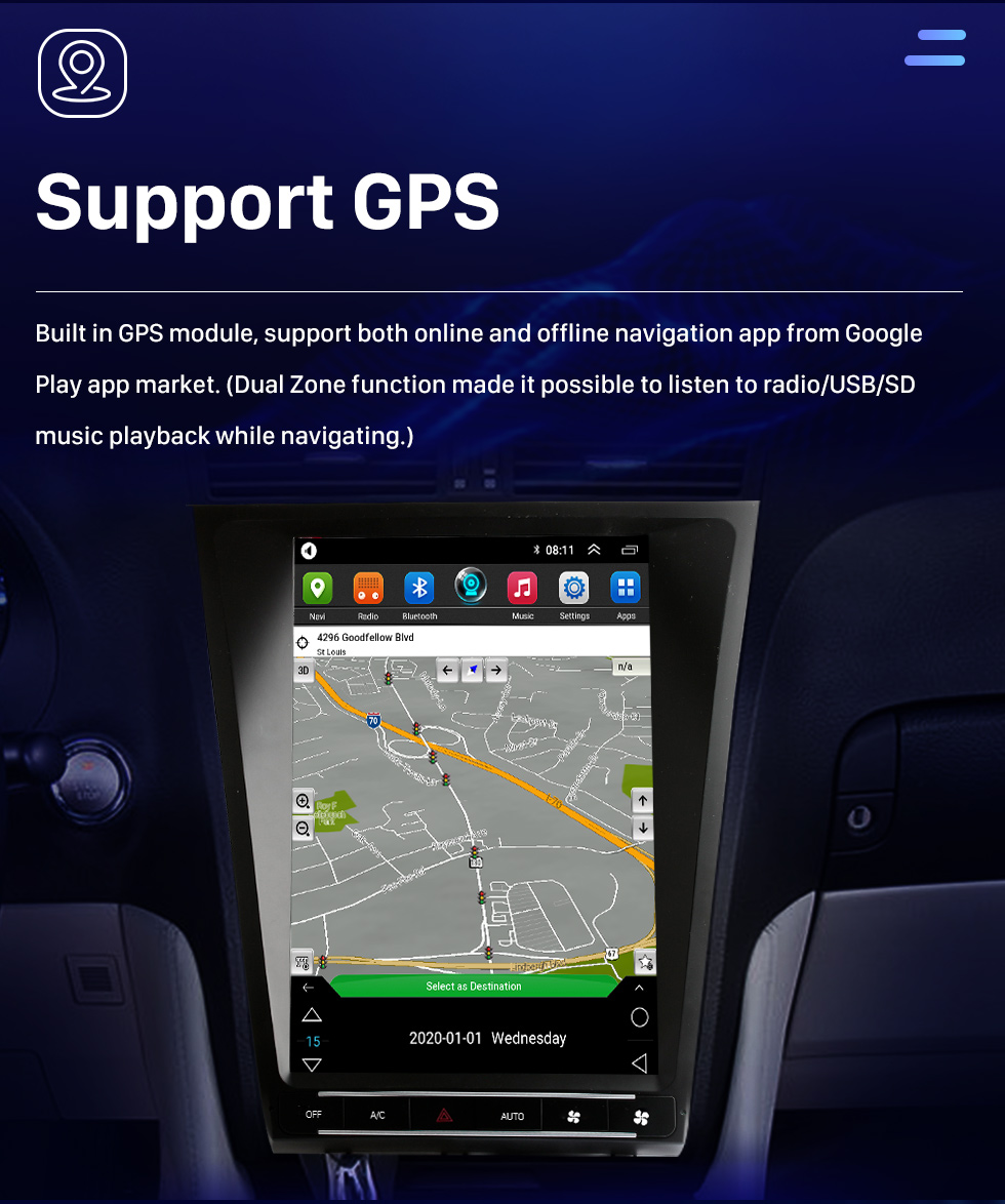 Seicane Carplay OEM 12.1 pulgadas Android 10.0 para 2005 2006 2007-2010 LEXUS GS300 Radio Android Auto Sistema de navegación GPS con pantalla táctil HD Soporte Bluetooth OBD2 DVR