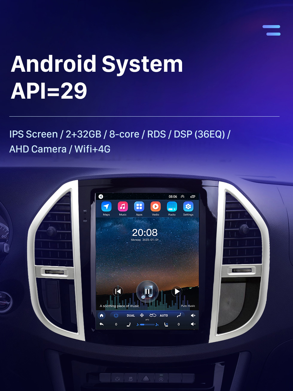 Seicane Rádio de navegação GPS Android 10.0 de 12,1 polegadas para 2016 2017 2018-2022 Mercedes-Benz vito com HD Touchscreen Bluetooth AUX suporte Carplay OBD2