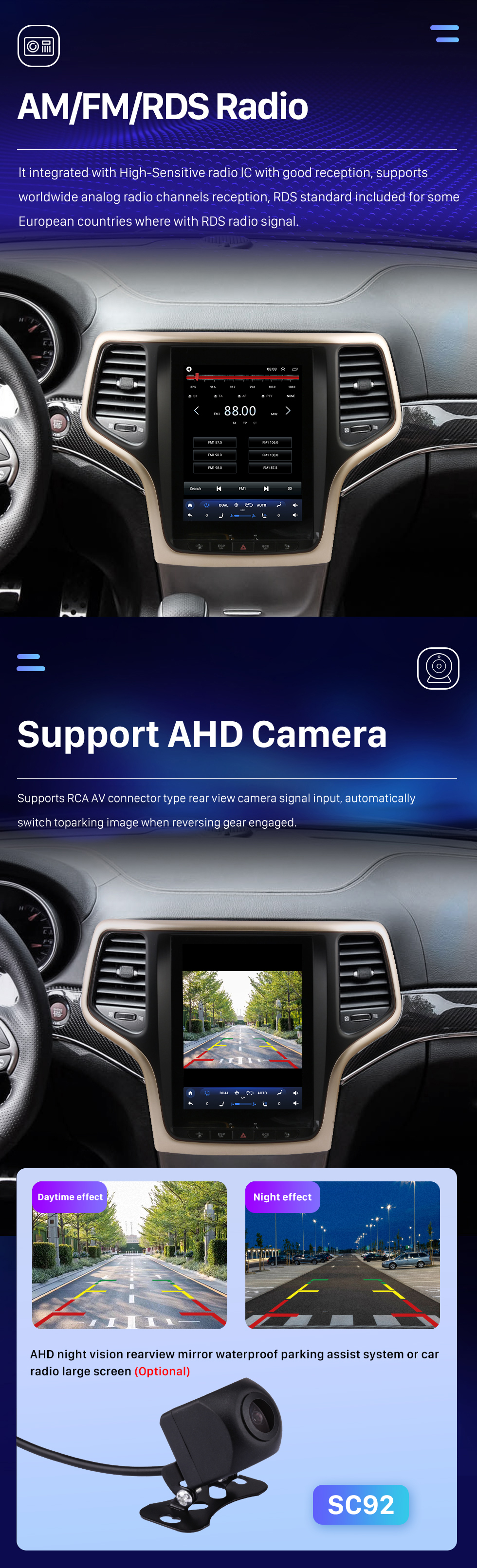 Seicane Carplay OEM 10,4 Zoll Android 10.0 für 2014 2015-2017 Jeep SRT Radio Android Auto GPS Navigationssystem mit HD Touchscreen Bluetooth Unterstützung OBD2 DVR