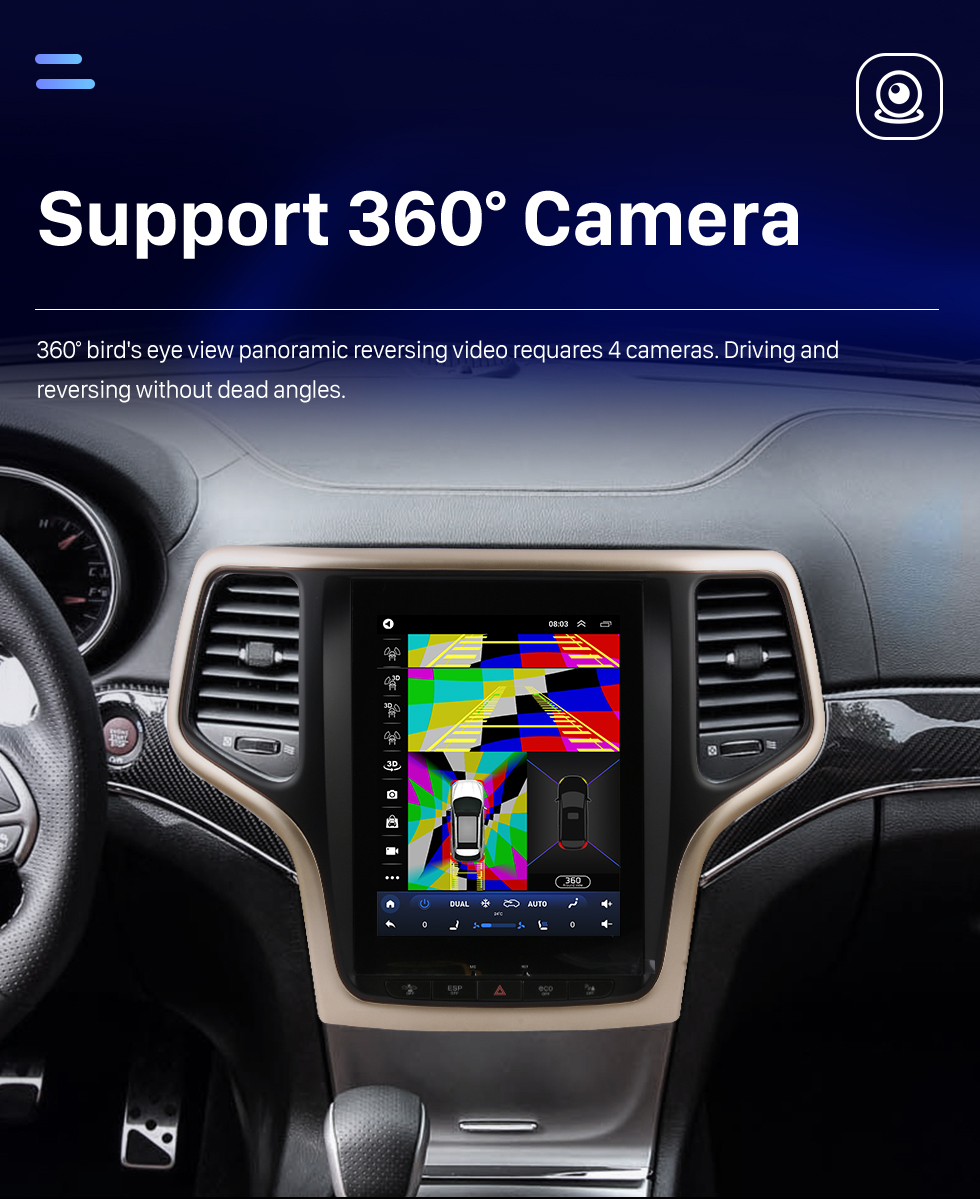 Seicane Carplay OEM 10,4 Zoll Android 10.0 für 2014 2015-2017 Jeep SRT Radio Android Auto GPS Navigationssystem mit HD Touchscreen Bluetooth Unterstützung OBD2 DVR